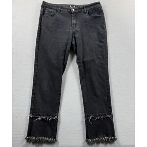 A.Z.I Jeans Womens 12 Gray Dark Wash Straight Fringe Hem Stretch Denim 34x27